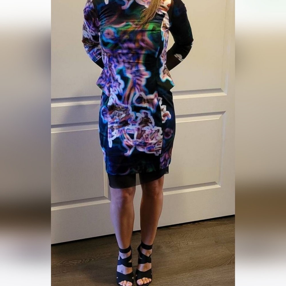 MILLY BERGDORF GOODMAN Multicolor Long Sleeve unique Star Dress